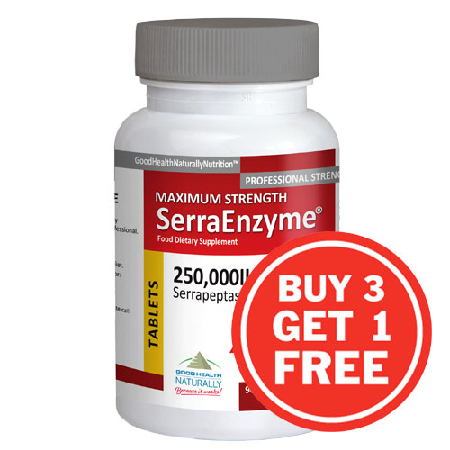 Serra Enzyme 250,000IU - 4 x 90 Tablets ( ONE POT FREE )